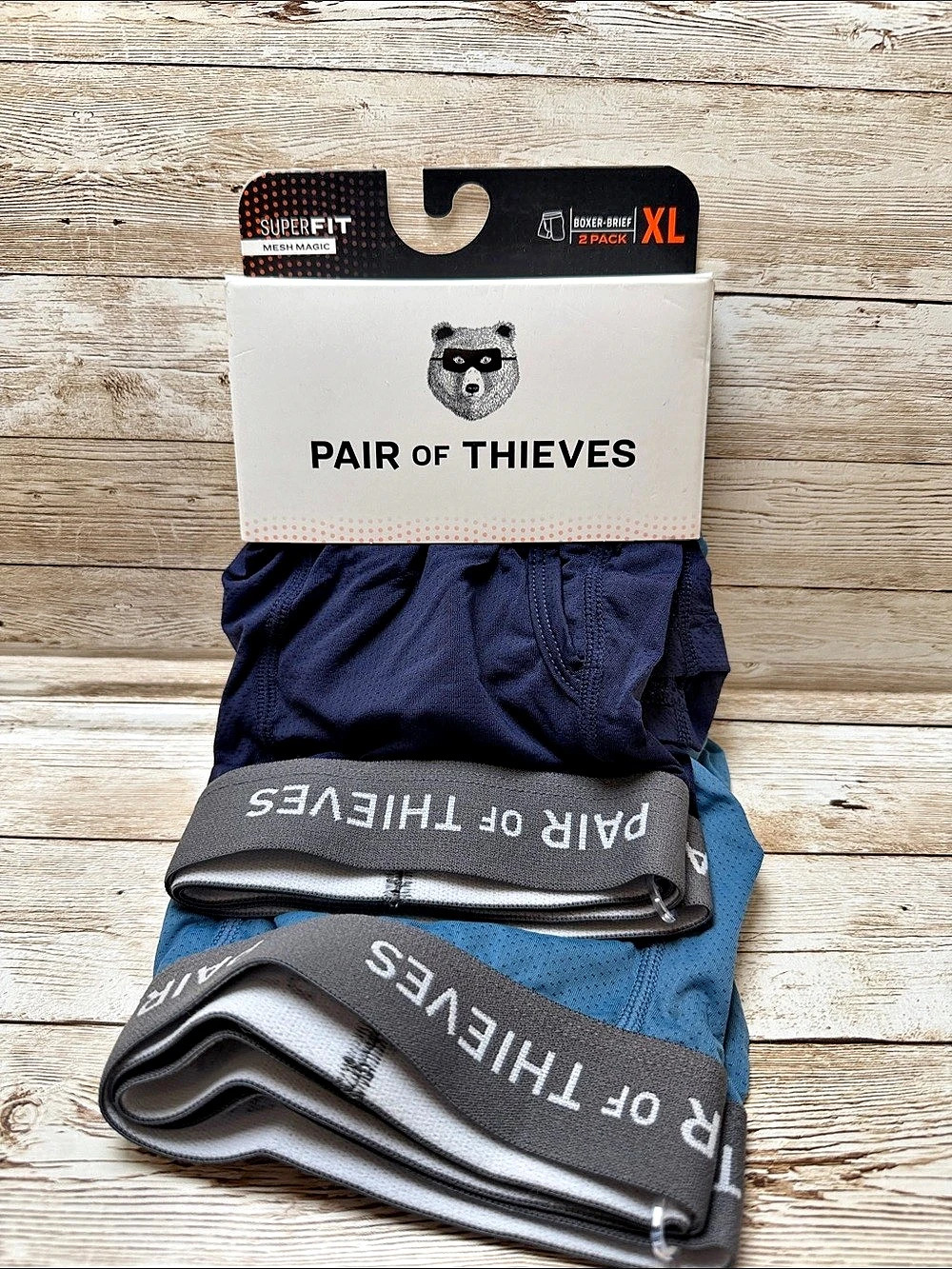 Pair of Thieves SuperFit Boxer Brief 2-Pack XL Blue & Teal NEW